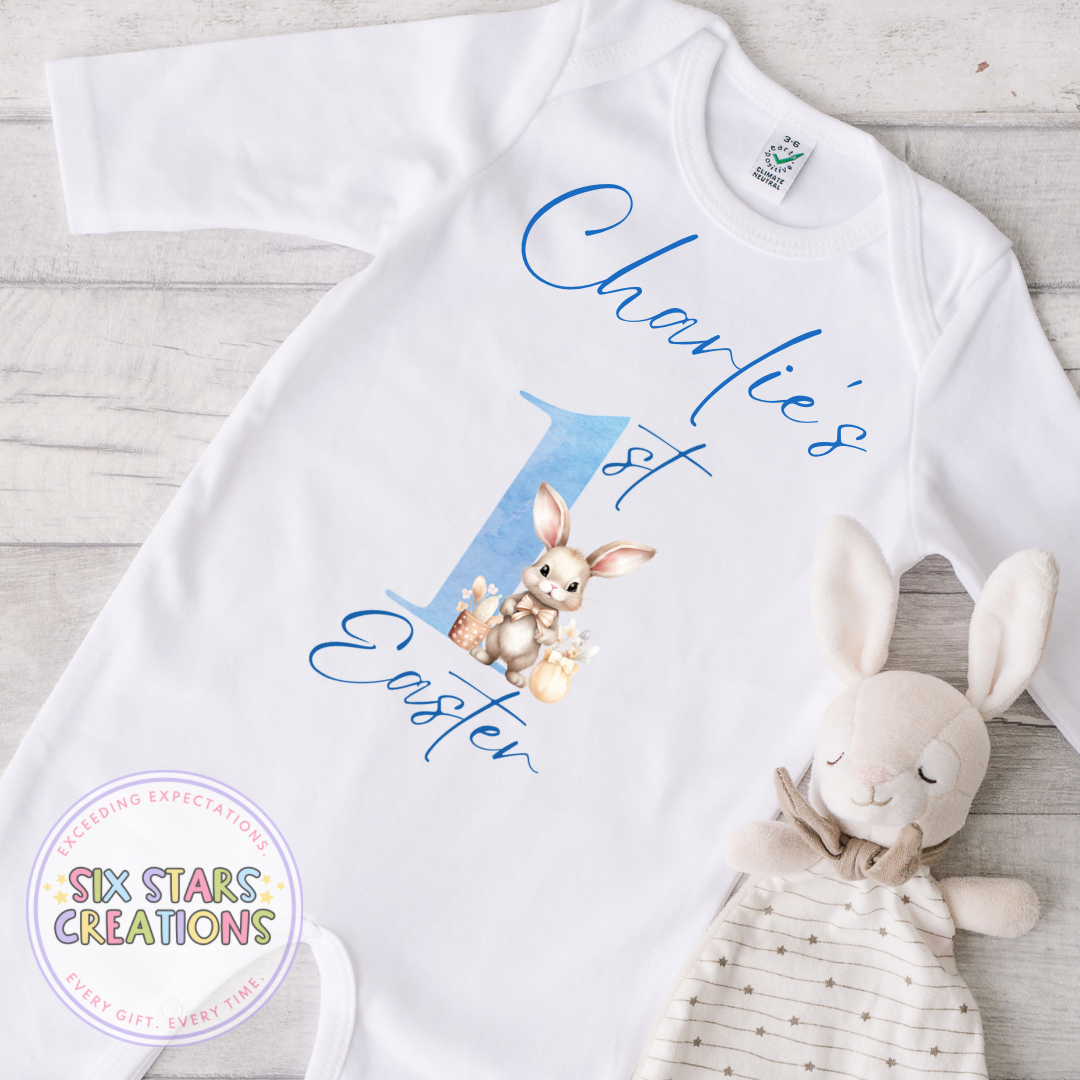 Personalised 1st Easter Romper - Blue