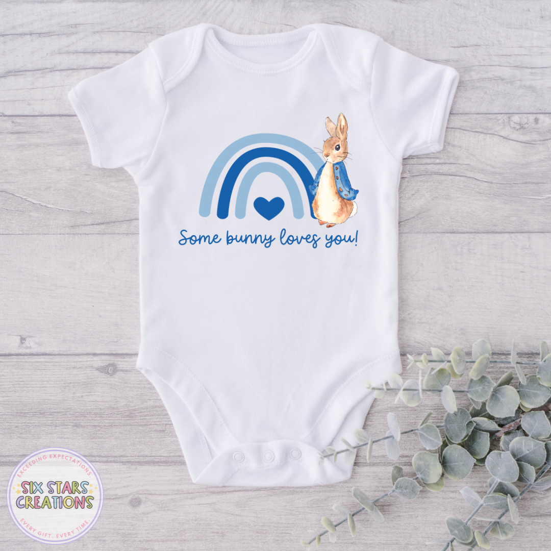 Blue Some Bunny Loves You Baby Vest