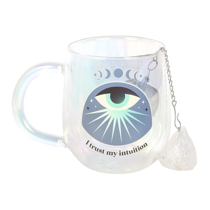 Intuition Double Walled Glass Mug with Aura Crystal Tea Infuser