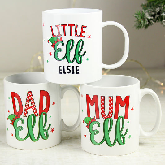 Personalised Matching Family Elf Mugs