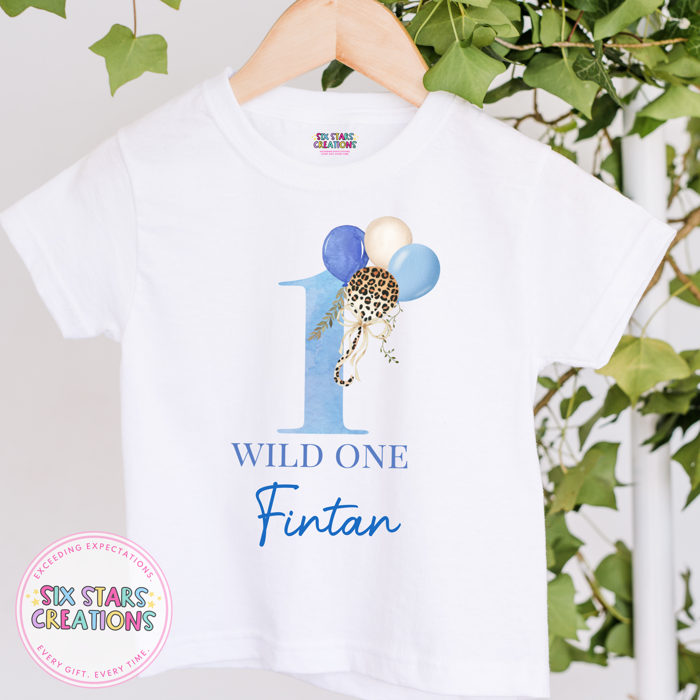 Personalised Birthday T-Shirt - Wild One Blue Design