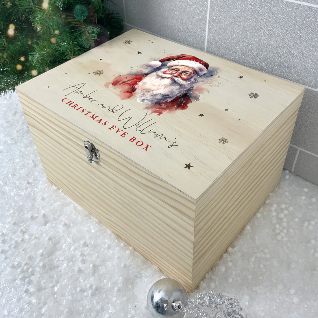Personalised Wooden Traditional Santa Christmas Eve Box – Available in 4 Sizes