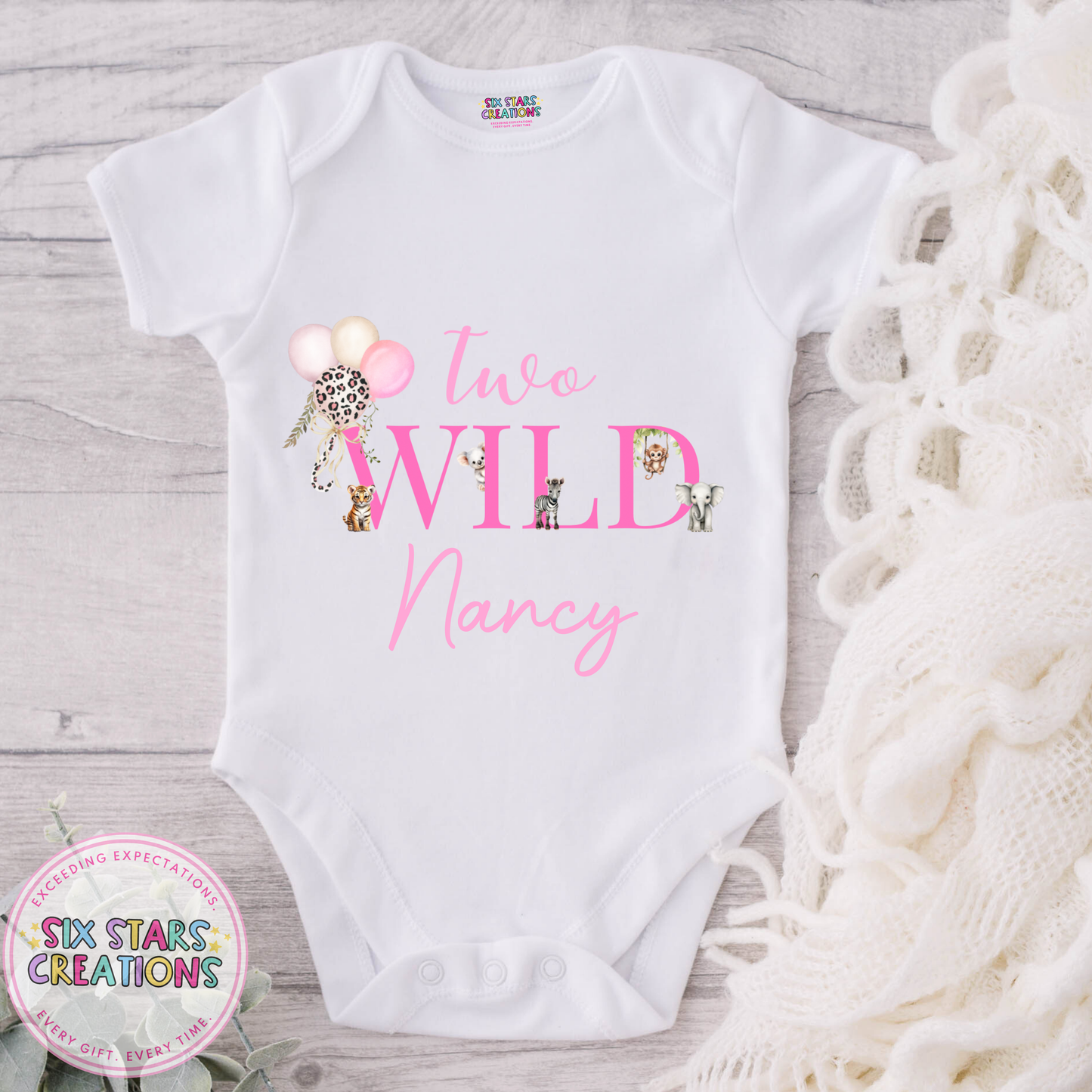 Personalised Birthday Bodysuit - Two Wild Pink Design