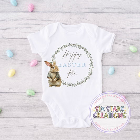 Personalised Happy Easter Vest - Sage Green Bunny