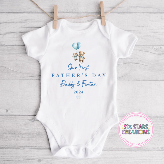 Personalised ‘Our First Father’s Day’ Bodysuit - Blue