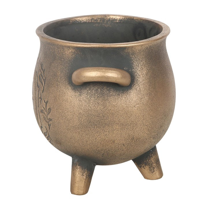 Herbal Magic Bronze Effect Terracotta Cauldron Plant Pot