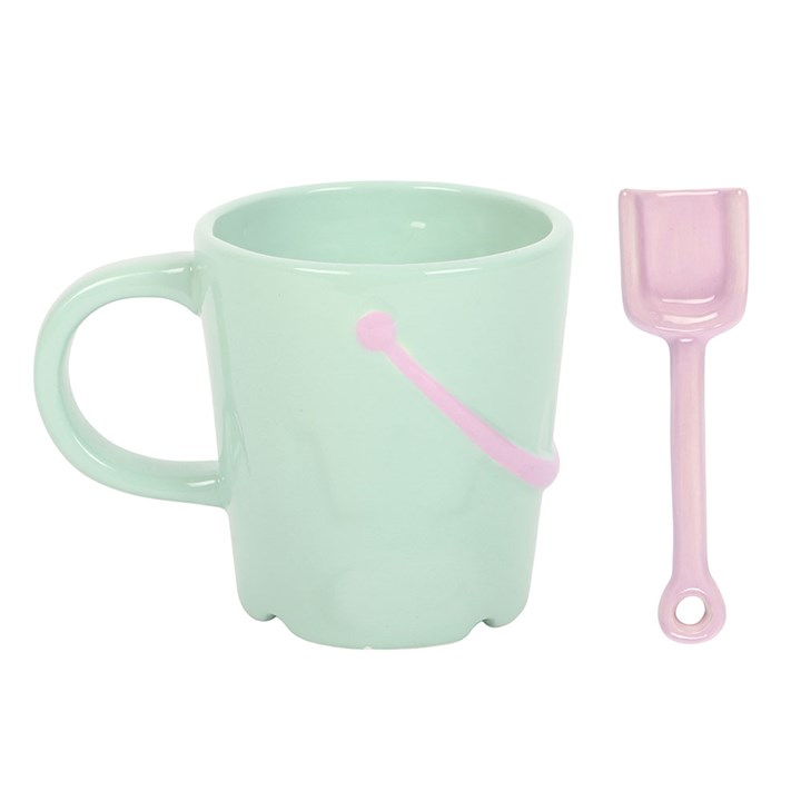 Pastel Bucket Mug with Spade Spoon