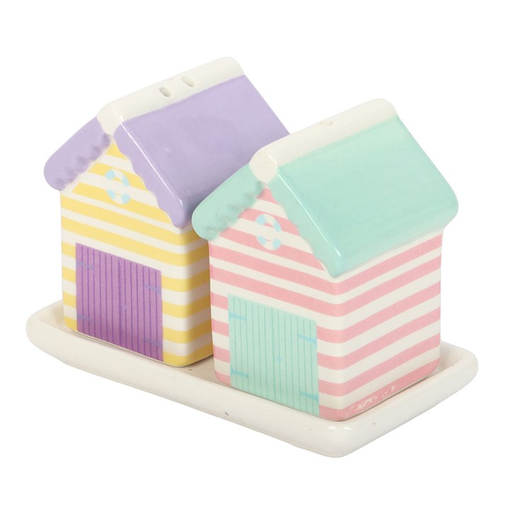 Pastel Beach Hut Salt and Pepper Shakers