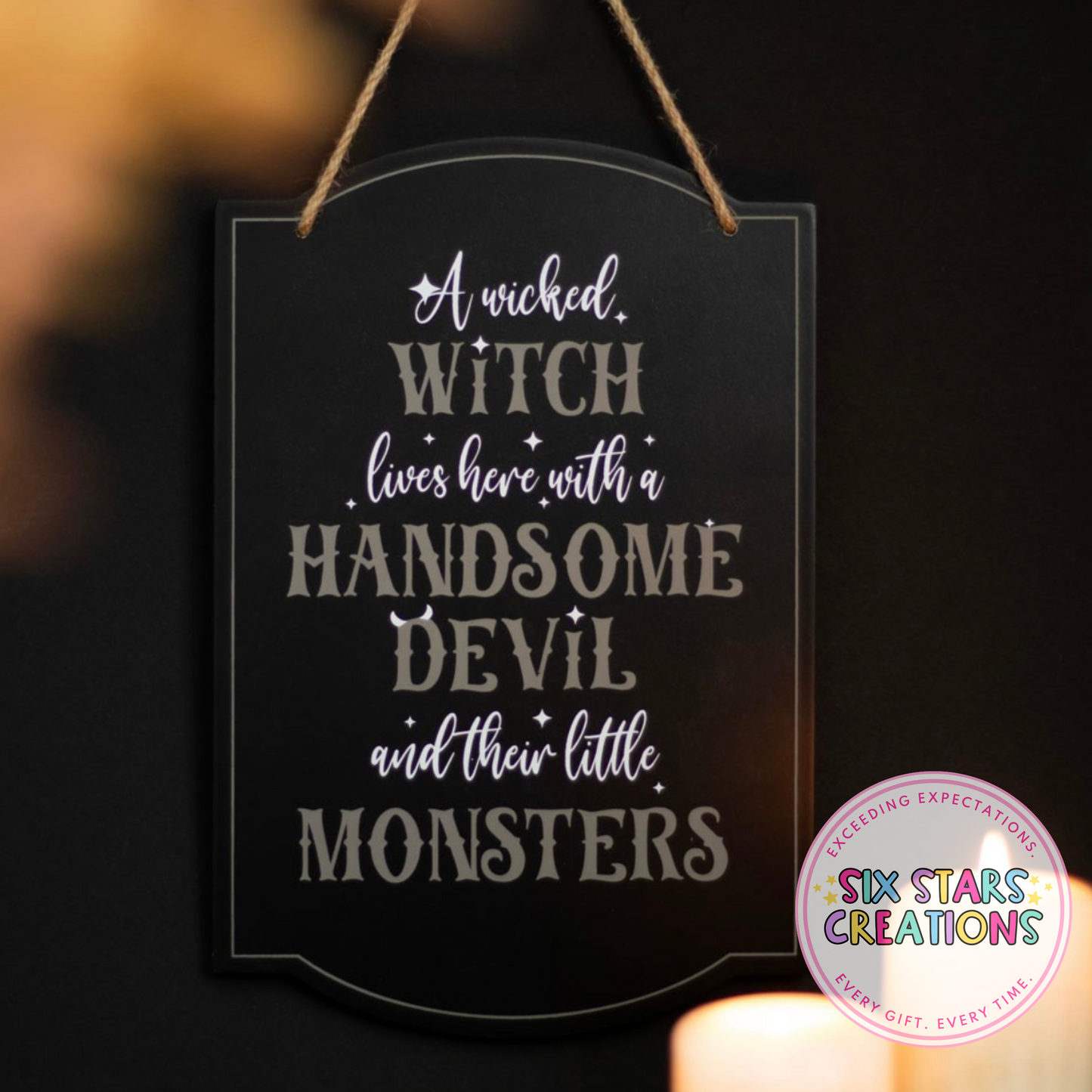 Wicked Witch Family Hanging Sign