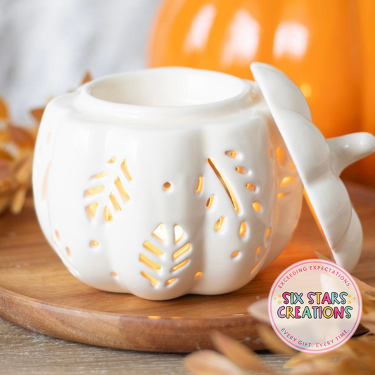 Off White Autumn Leaves Pumpkin Oil Burner