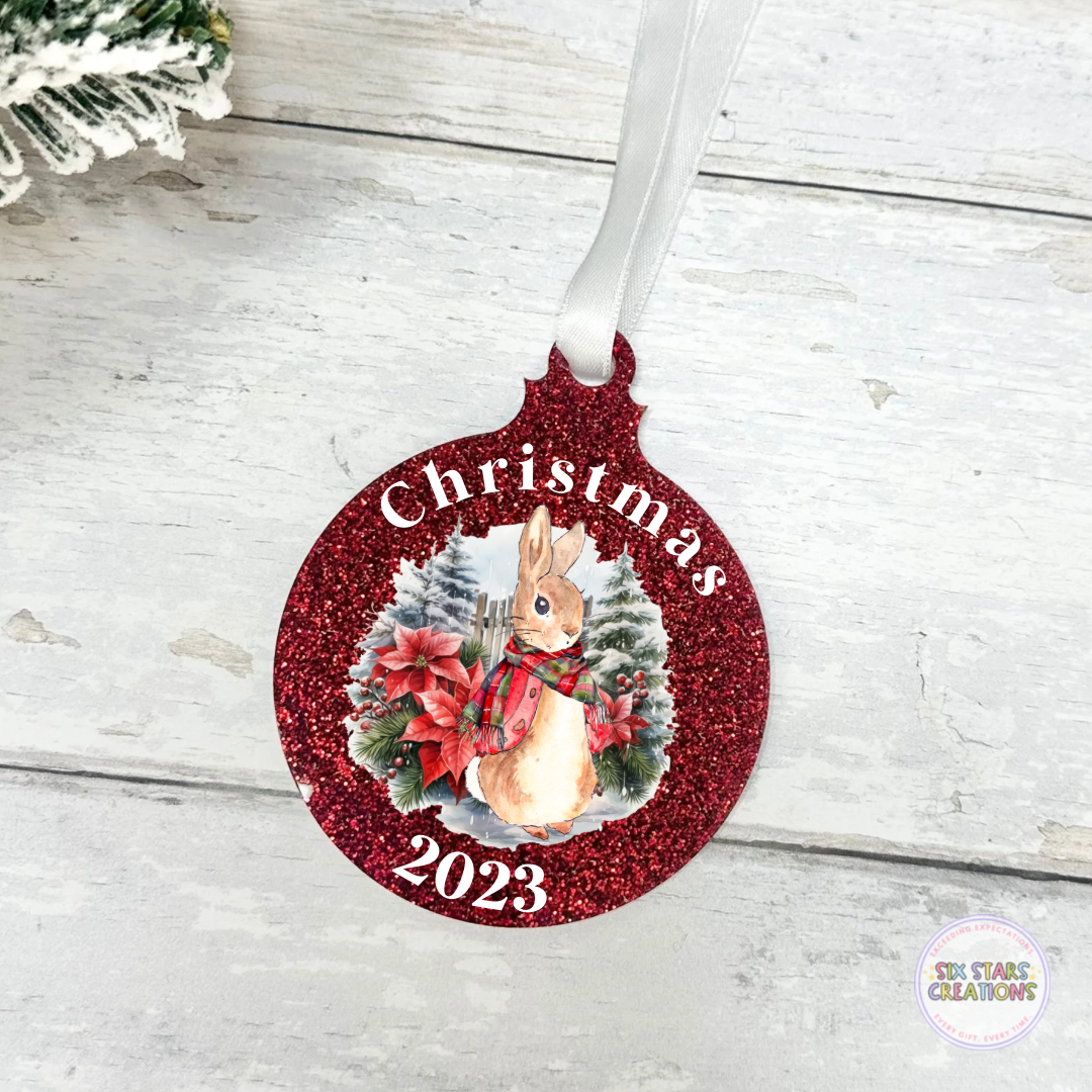 Christmas 2023 Red Glitter Acrylic Bauble