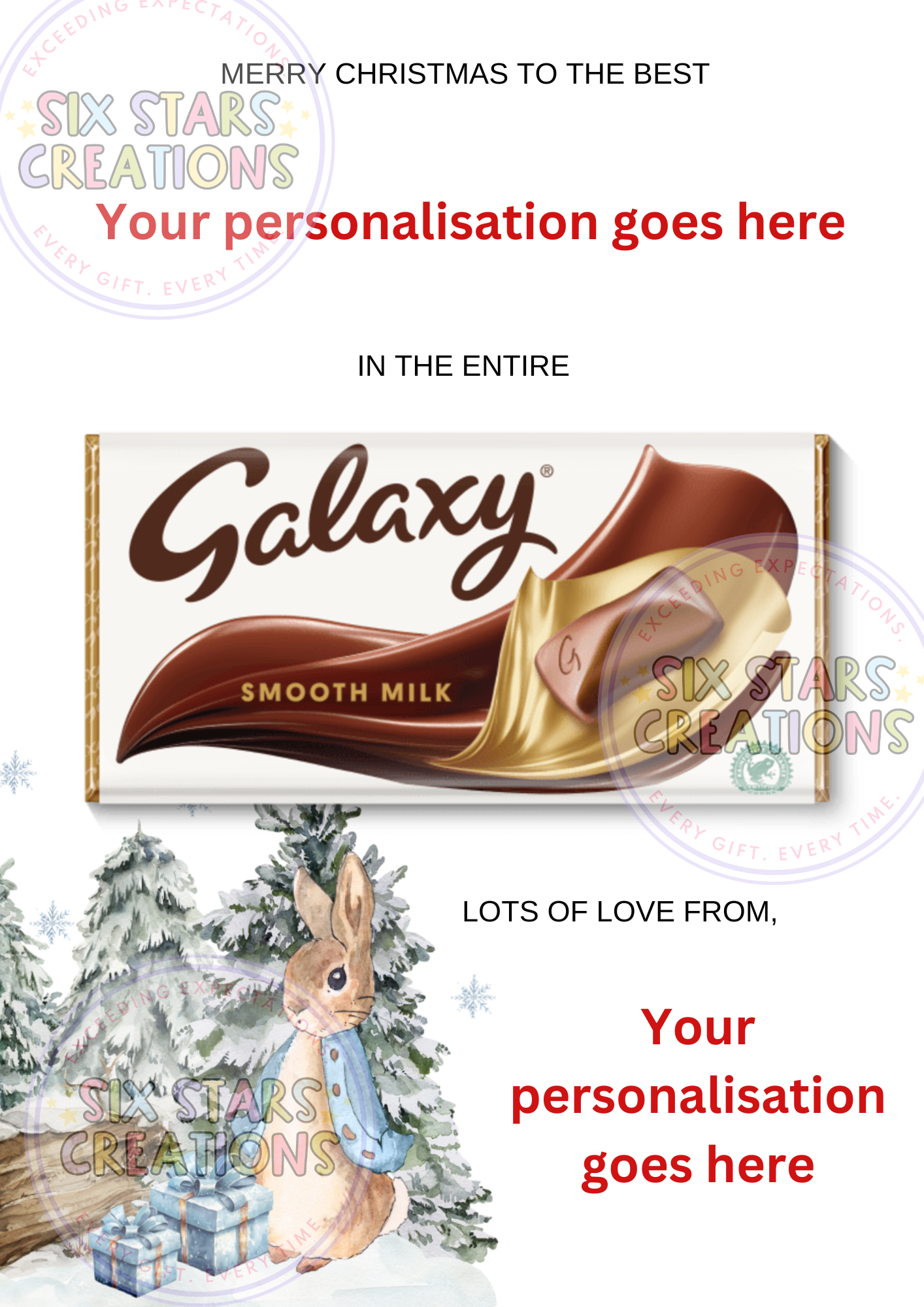 Blue Winter Bunny Personalised “In The Entire Galaxy” Chocolate Gift