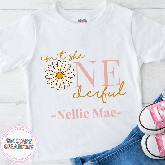 Personalised Birthday T-Shirt - Isn’t she Onederful Daisy Design