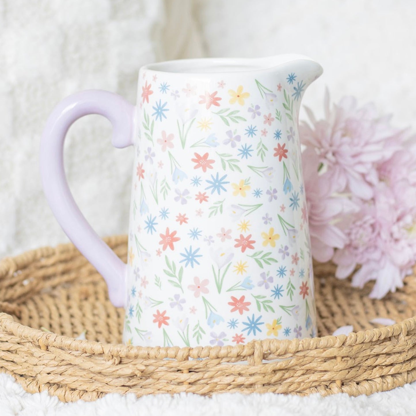 Spring Floral Print Ceramic Flower Jug