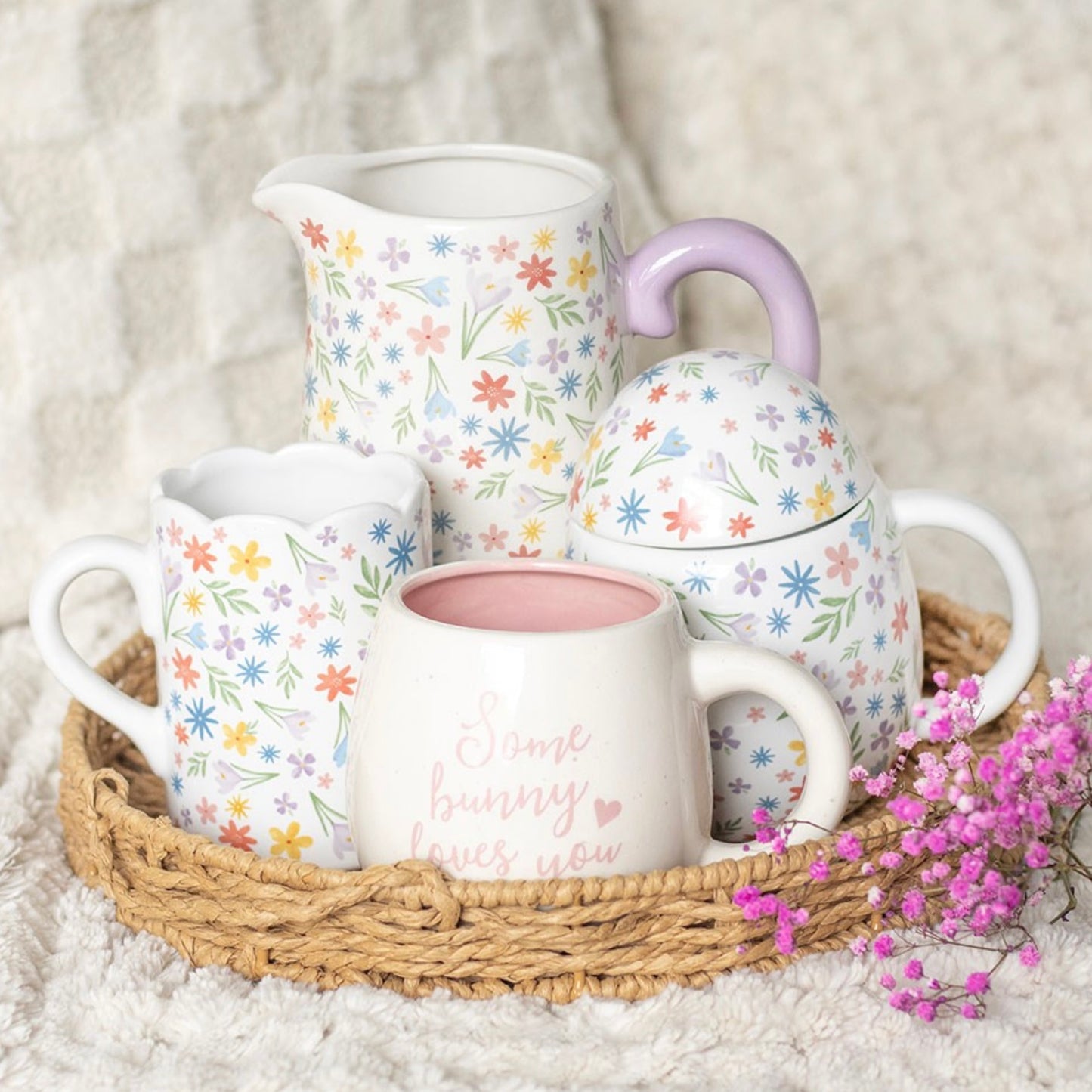 Spring Floral Print Ceramic Flower Jug