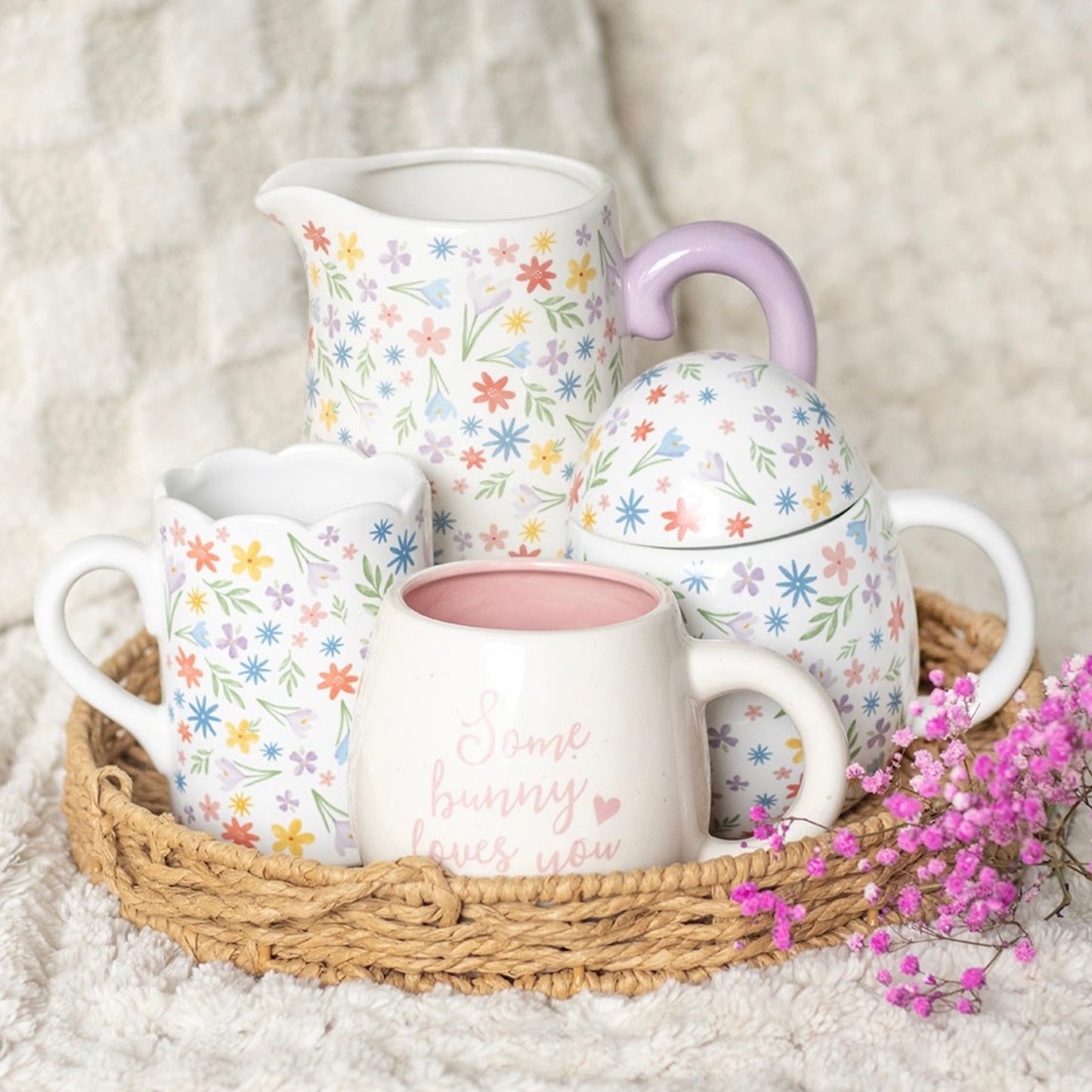 Spring Floral Print Scalloped Mug