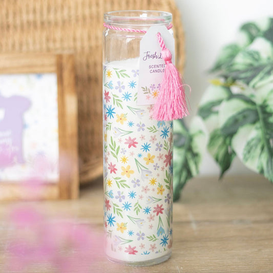 Spring Floral Print Fresh Linen Tube Candle