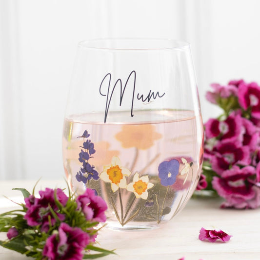 Mum Wildflower Stemless Glass