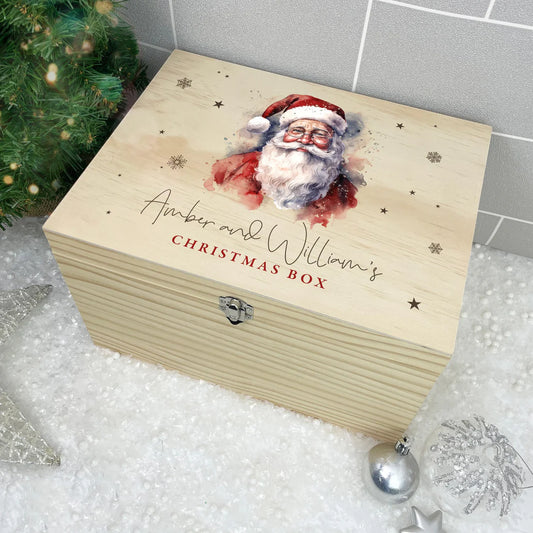 Personalised Wooden Traditional Santa Christmas Eve Box – Available in 4 Sizes