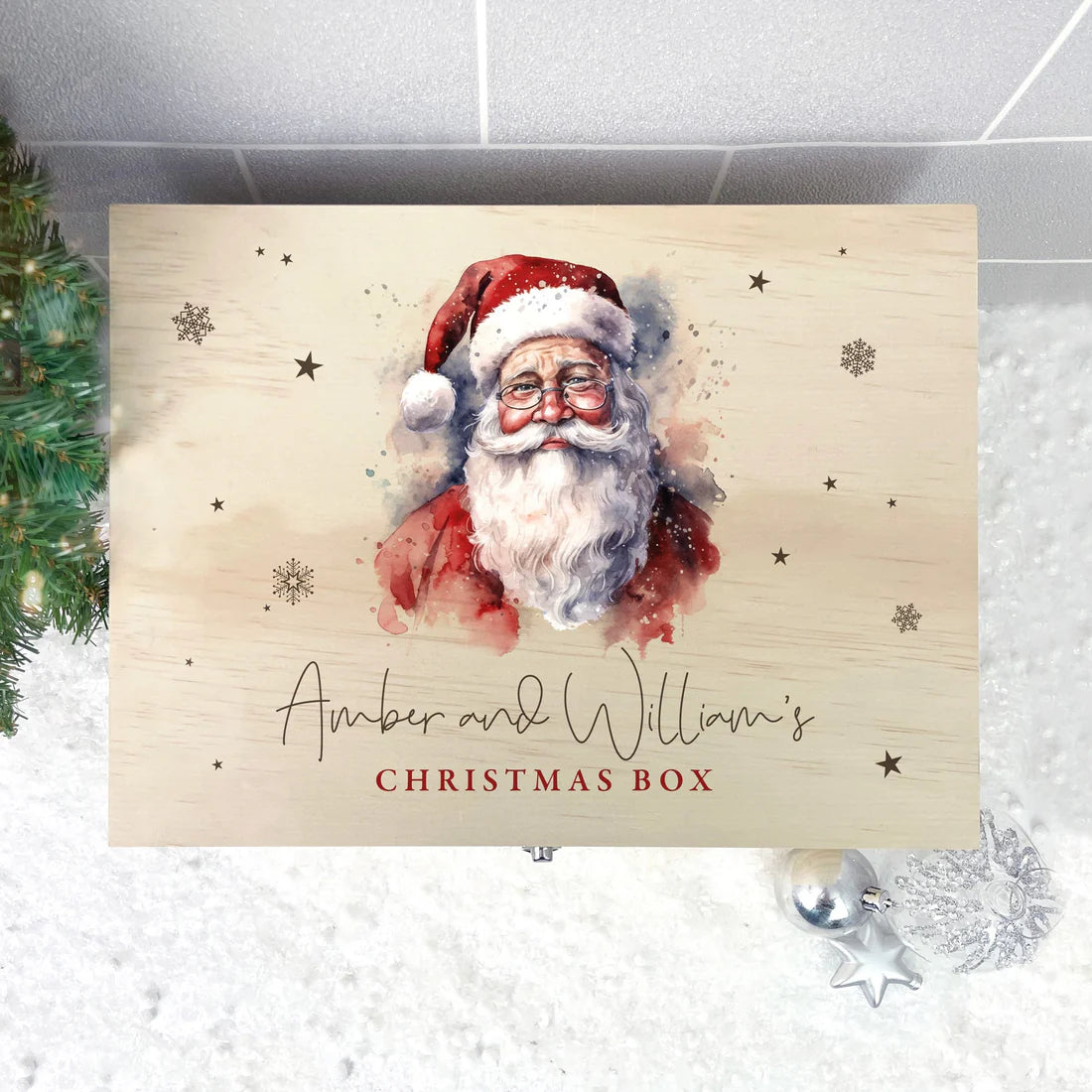 Personalised Wooden Traditional Santa Christmas Eve Box – Available in 4 Sizes