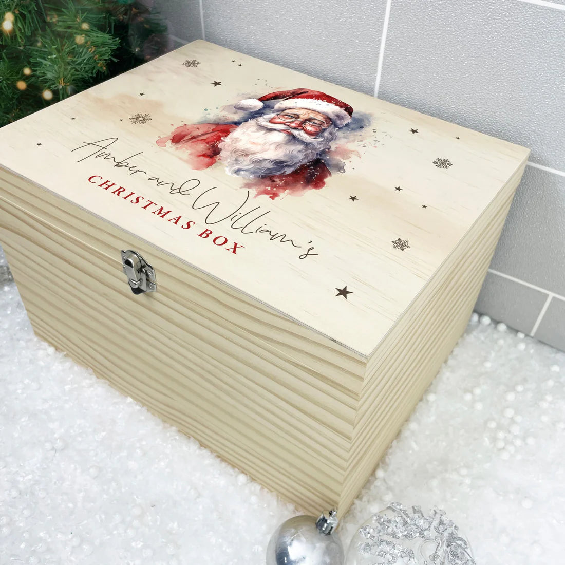 Personalised Wooden Traditional Santa Christmas Eve Box – Available in 4 Sizes
