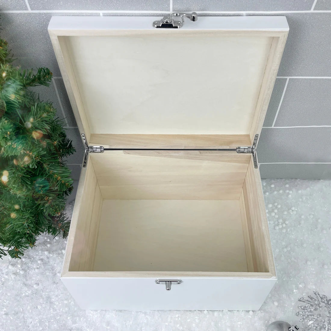Personalised White Wooden North Pole Postal Stamp Christmas Eve Box - 3 Sizes
