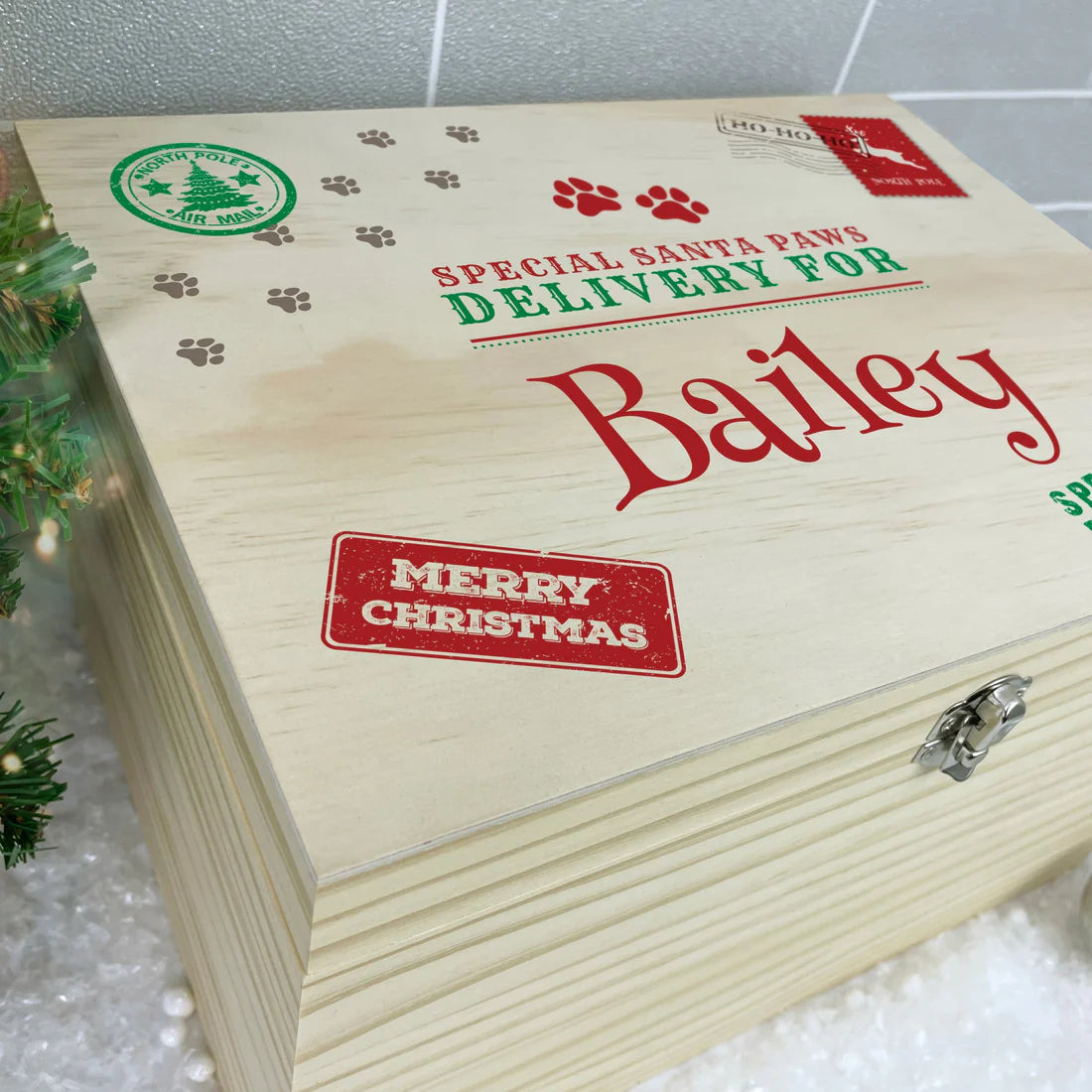 Personalised North Pole Stamp Pet Christmas Eve Box - 4 Sizes