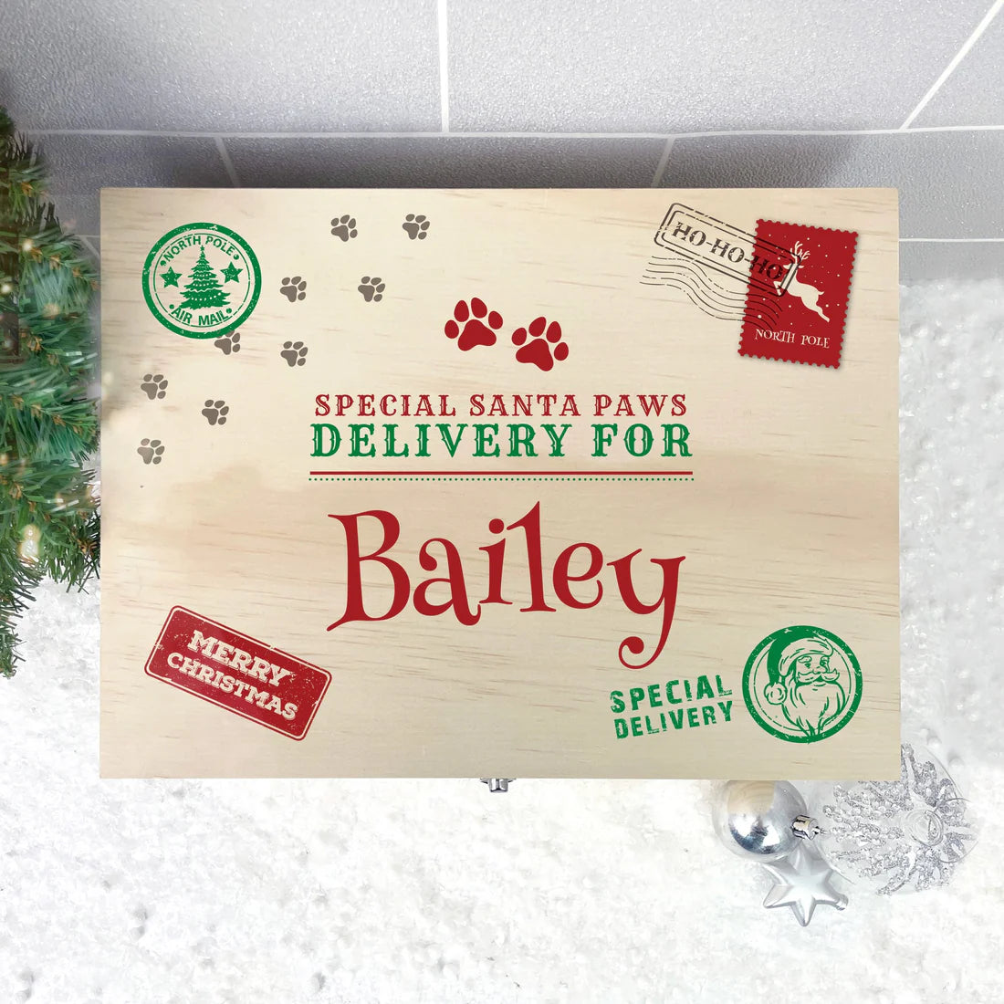 Personalised North Pole Stamp Pet Christmas Eve Box - 4 Sizes