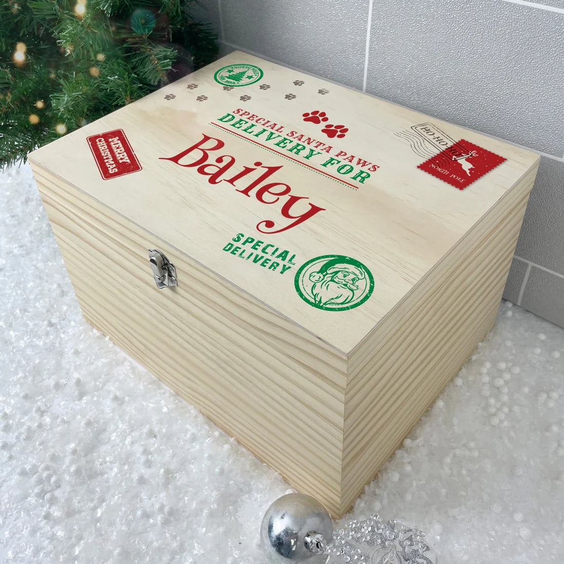 Personalised North Pole Stamp Pet Christmas Eve Box - 4 Sizes
