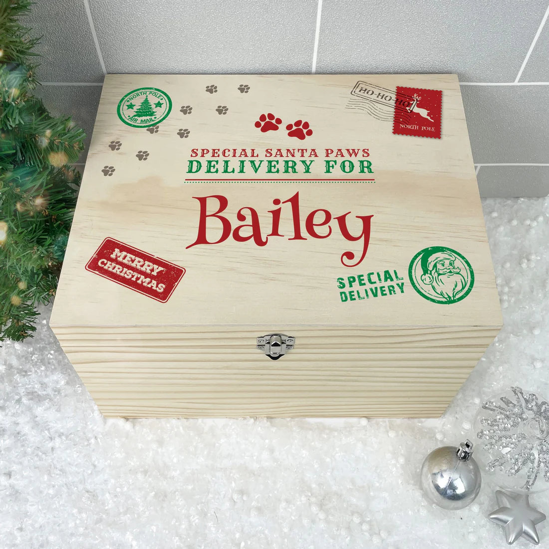 Personalised North Pole Stamp Pet Christmas Eve Box - 4 Sizes