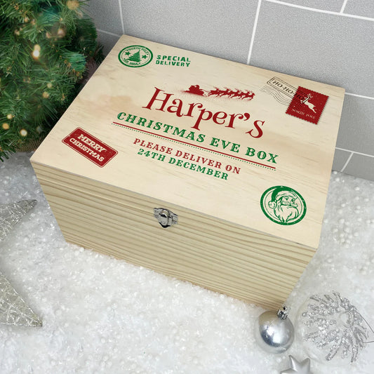 Personalised North Pole Postal Stamp Christmas Eve Box - 4 Sizes