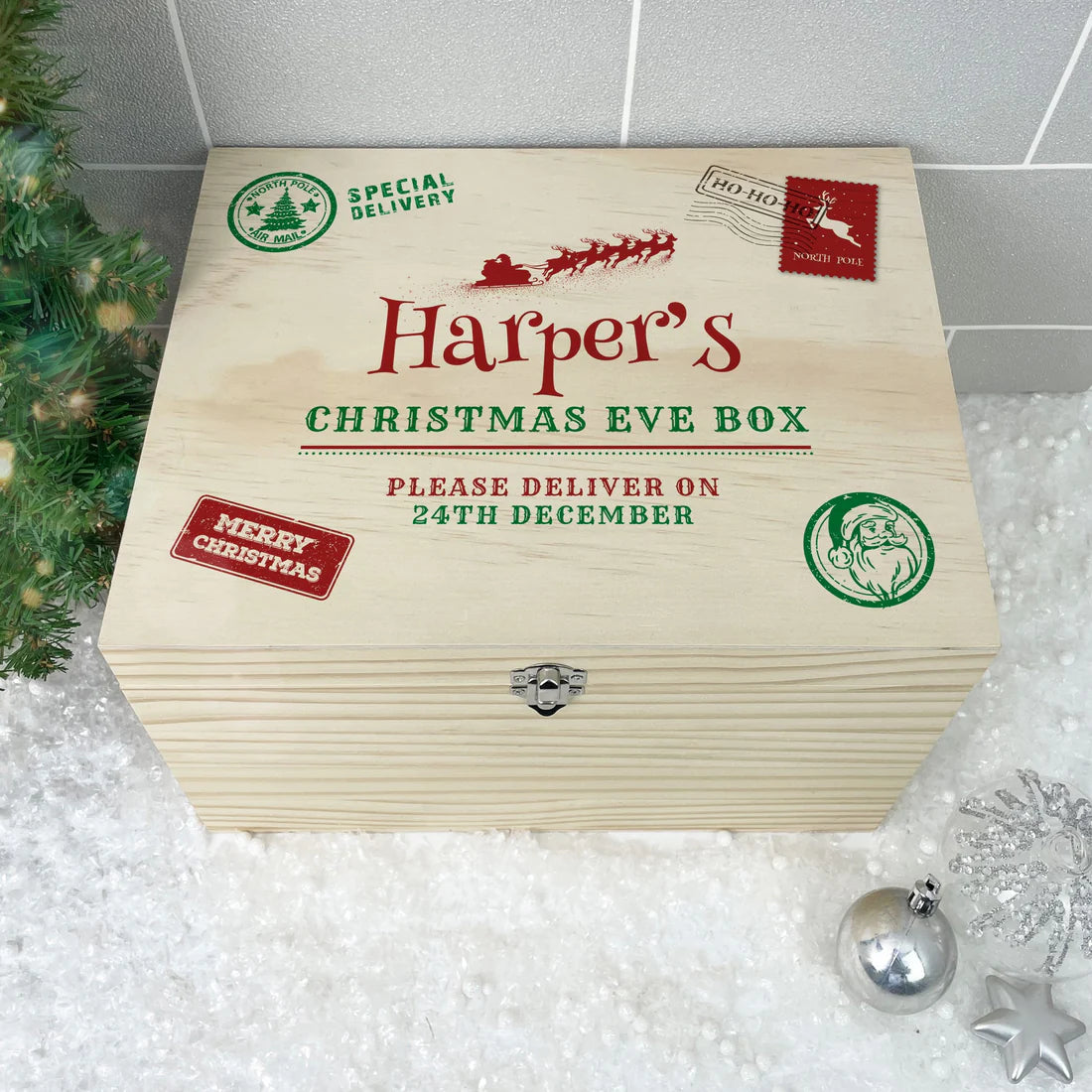 Personalised North Pole Postal Stamp Christmas Eve Box - 4 Sizes