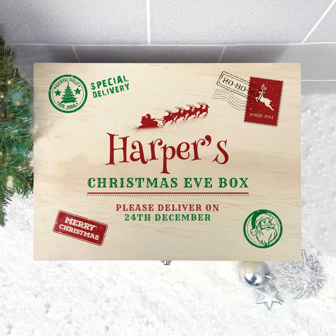 Personalised North Pole Postal Stamp Christmas Eve Box - 4 Sizes