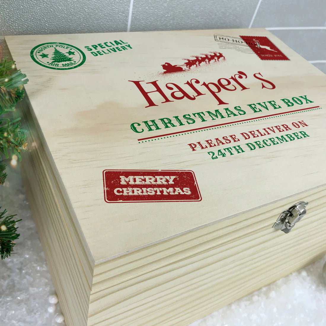 Personalised North Pole Postal Stamp Christmas Eve Box - 4 Sizes