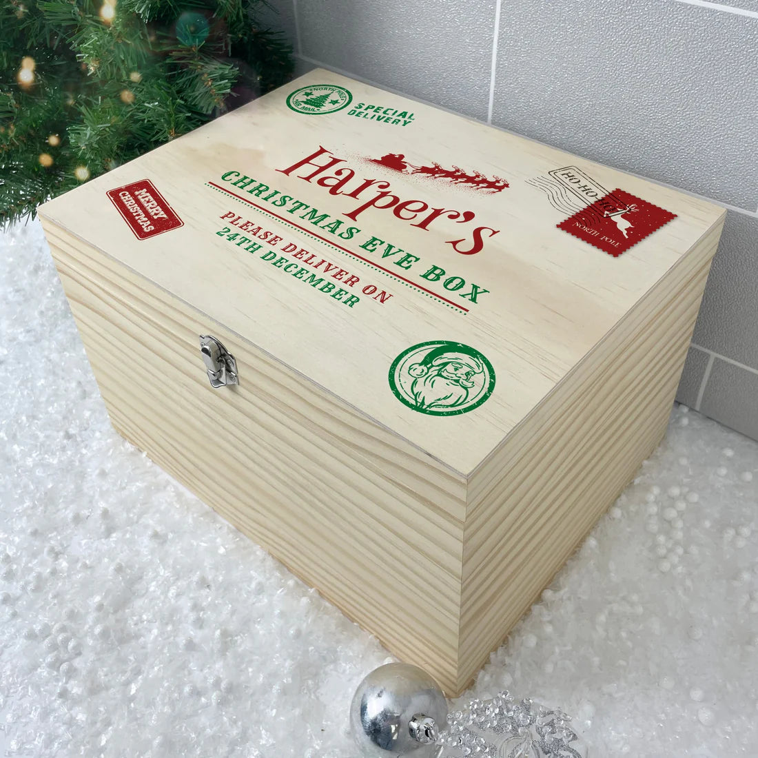 Personalised North Pole Postal Stamp Christmas Eve Box - 4 Sizes