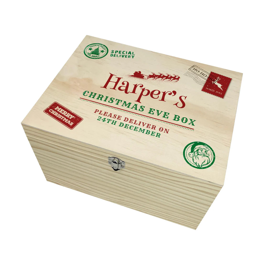 Personalised North Pole Postal Stamp Christmas Eve Box - 4 Sizes