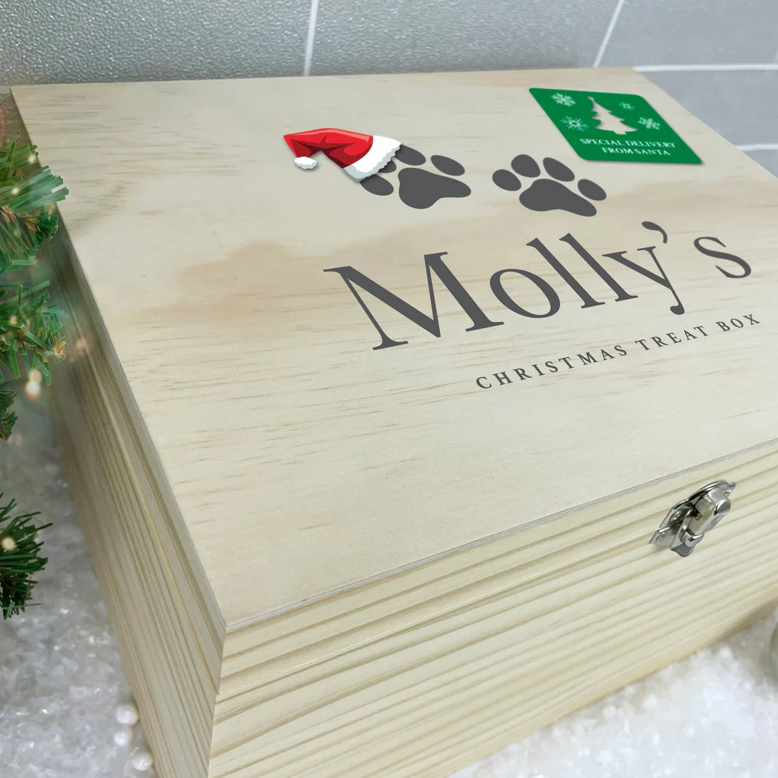 Personalised Santa Hat Paws Pet Christmas Eve Box - 4 Sizes
