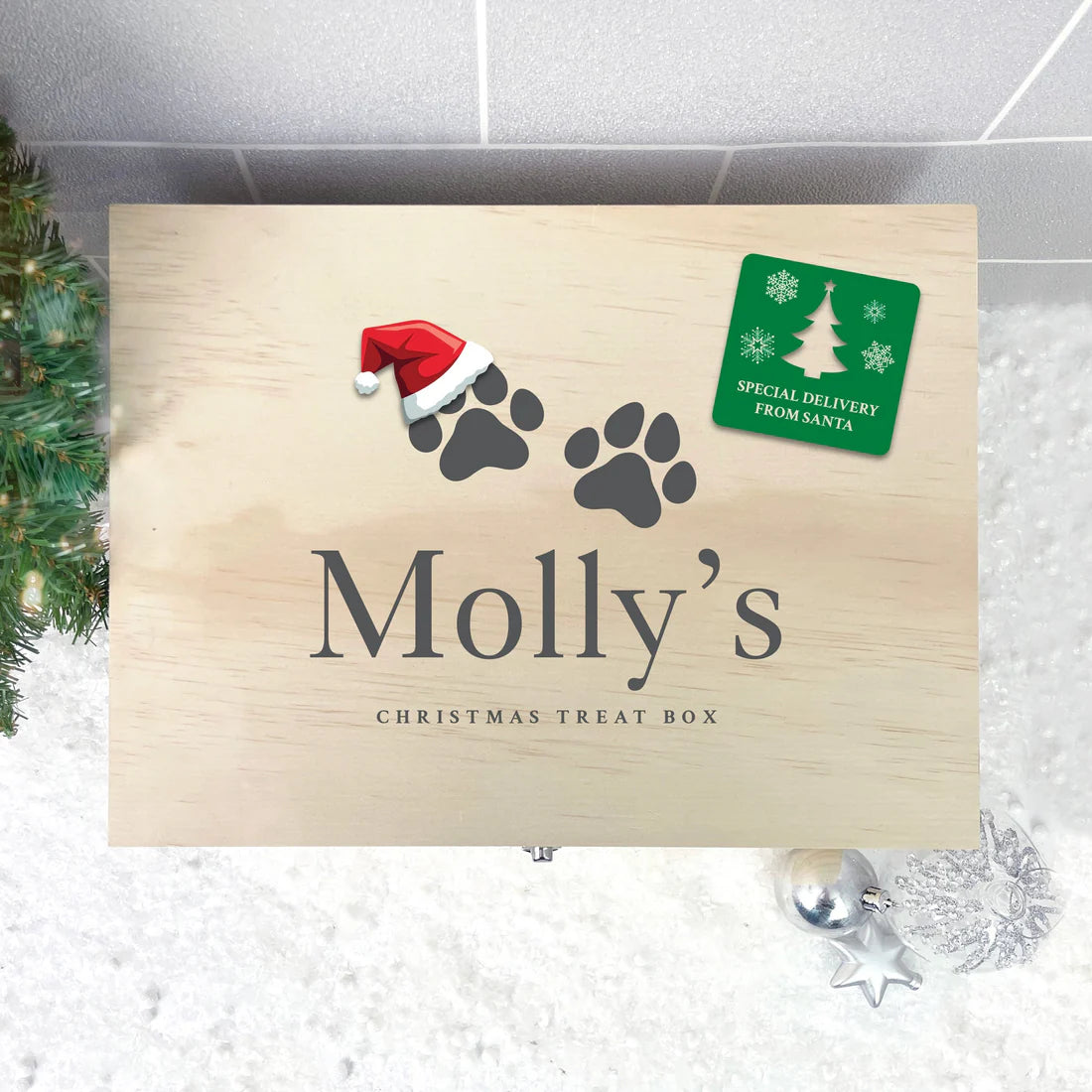 Personalised Santa Hat Paws Pet Christmas Eve Box - 4 Sizes