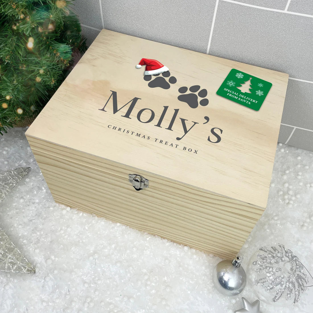 Personalised Santa Hat Paws Pet Christmas Eve Box - 4 Sizes