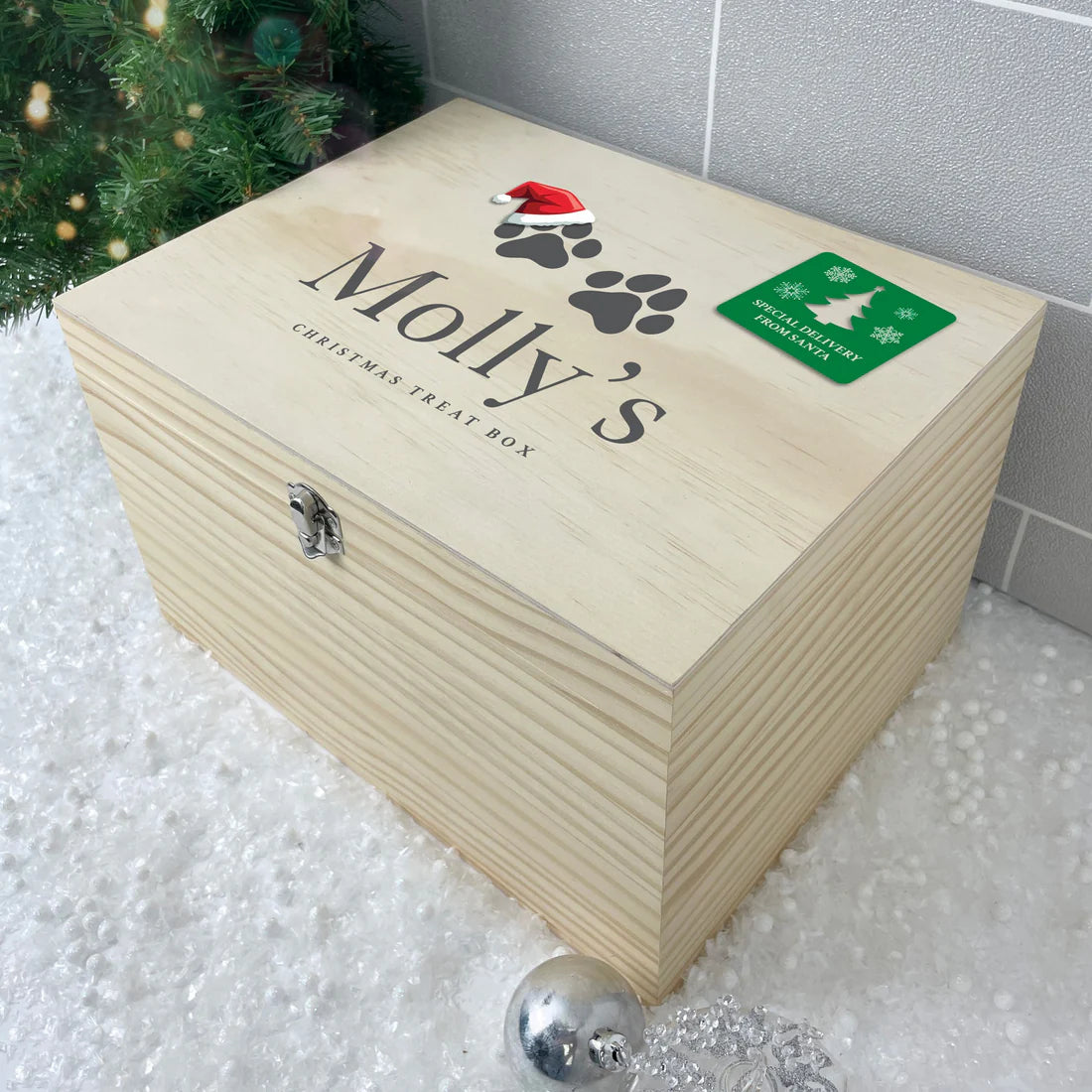 Personalised Santa Hat Paws Pet Christmas Eve Box - 4 Sizes