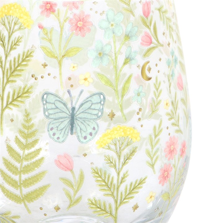 Luna Bloom Floral Print Stemless Glass