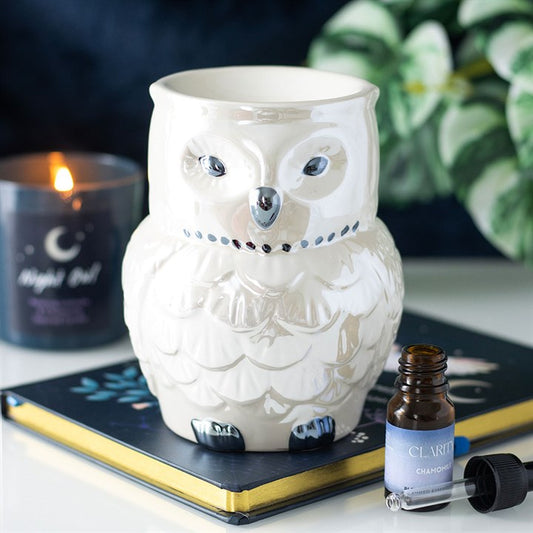 Owl Shaped Ceramic Iridescent Oil Burner and Wax Warmer