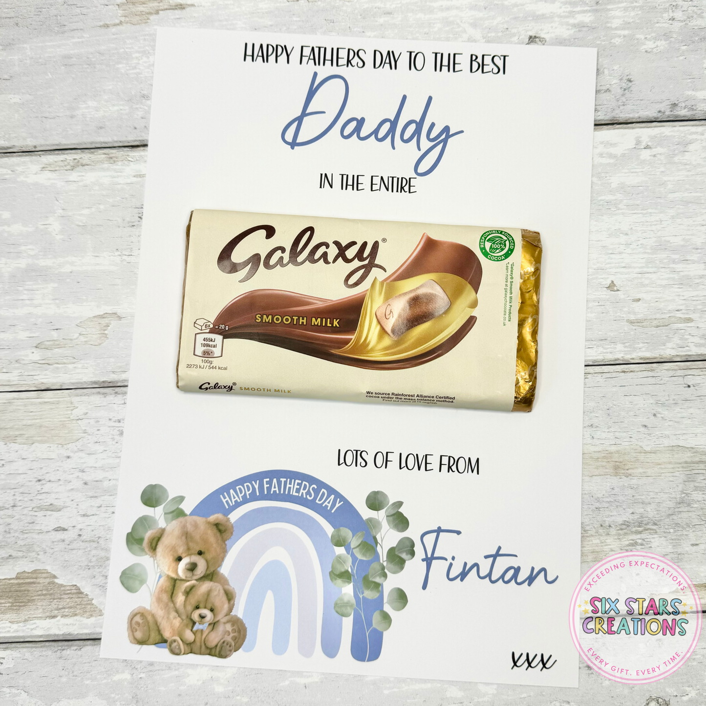 Happy Father's Day Personalised Chocolate Gift - Blue Bear