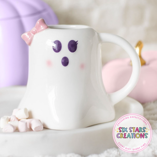 Mrs Boo Ghost Shaped Mug with Bow