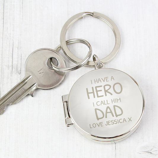 Personalised 'I Have A Hero' Father's Day Photo Keyring