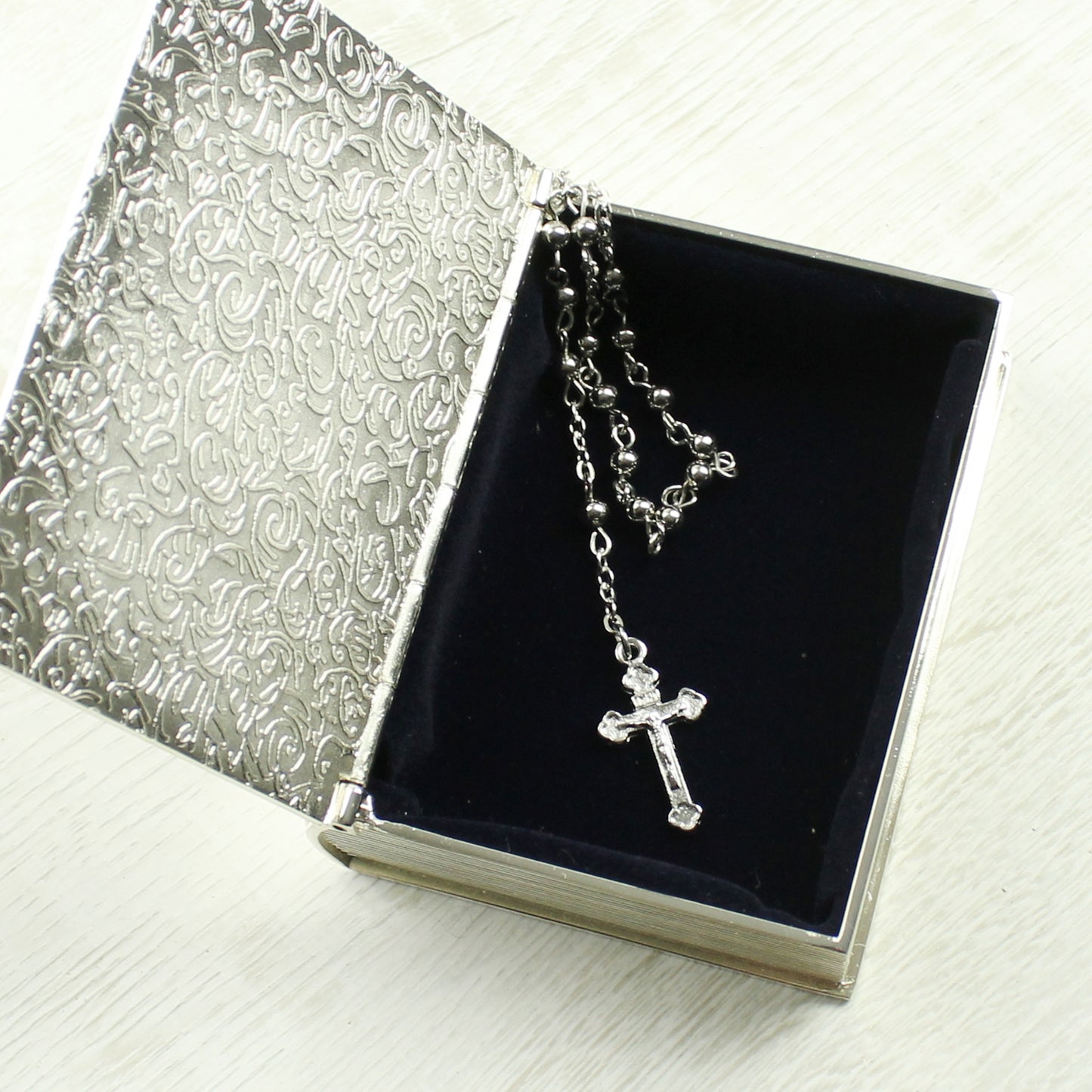 Personalised First Holy Communion Bible Trinket Box With Rosary Beads
