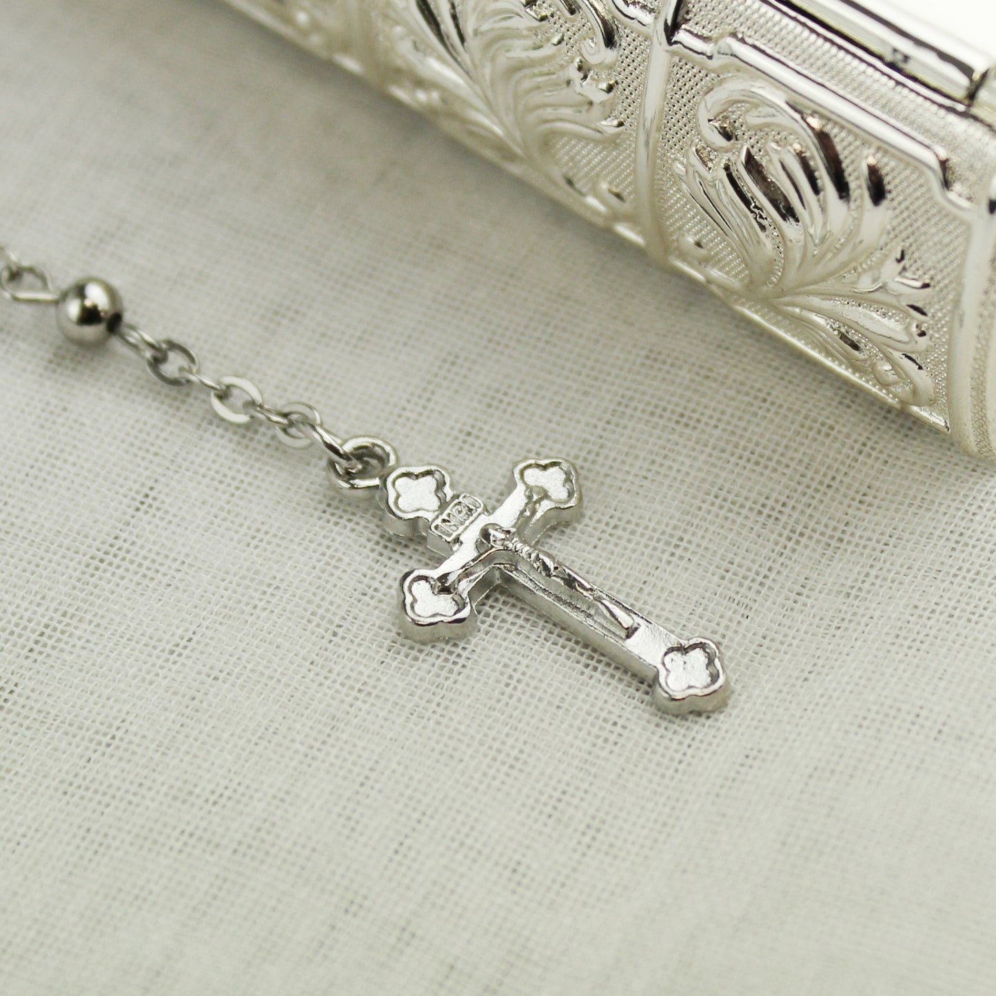 Personalised First Holy Communion Bible Trinket Box With Rosary Beads