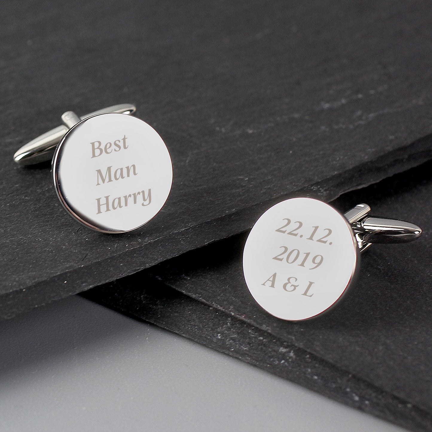 Personalised Round Cufflinks – Classic Gift Boxed Set