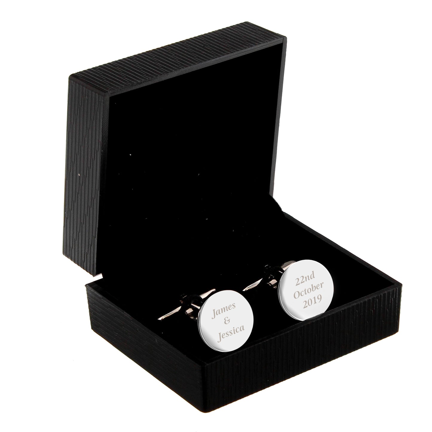 Personalised Round Cufflinks – Classic Gift Boxed Set