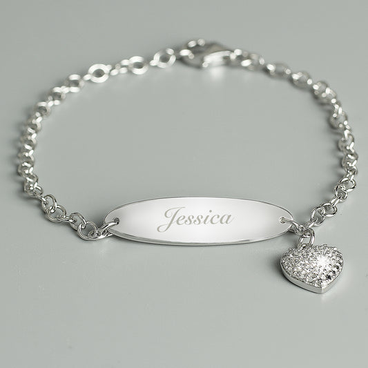 Personalised Children's Sterling Silver And Cubic Zirconia Bracelet